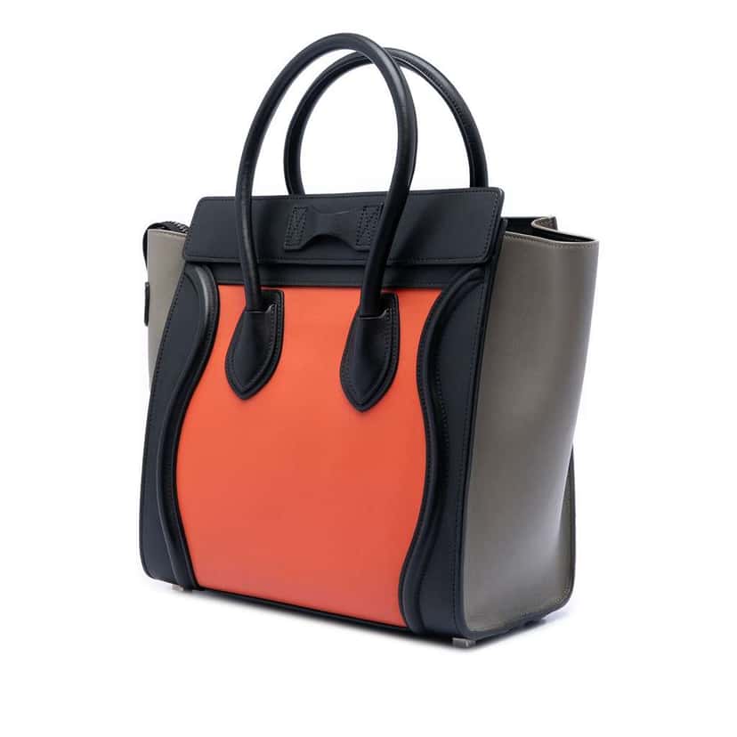 Celine Micro Tricolor Leather Luggage Tote Orange Leather Very good condition - Back View