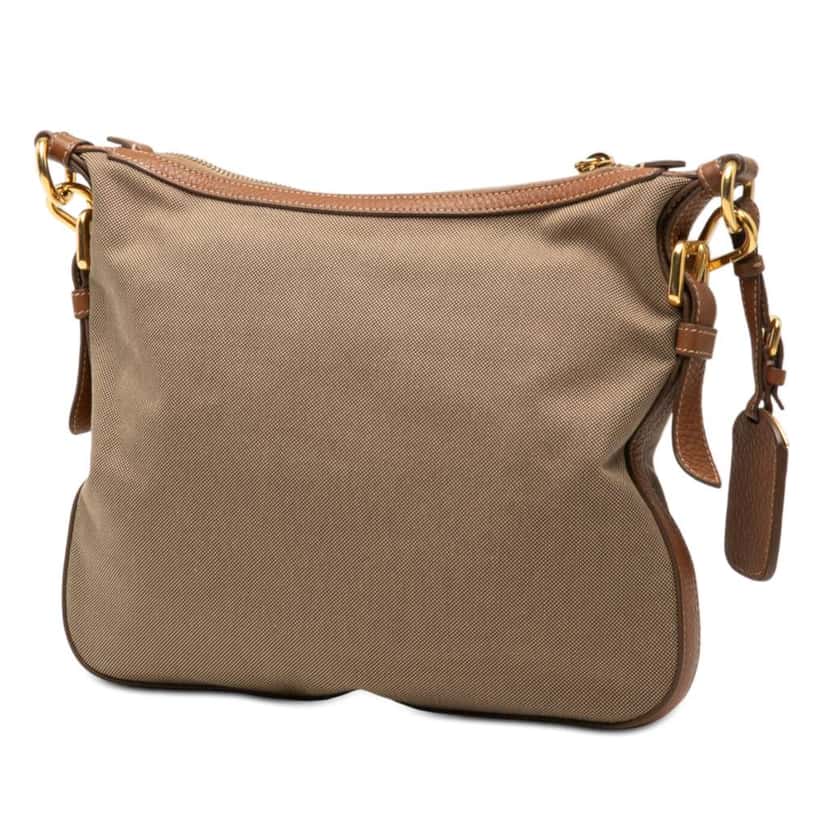 Prada Canvas Canapa Logo Crossbody Beige Very good condition - Back View