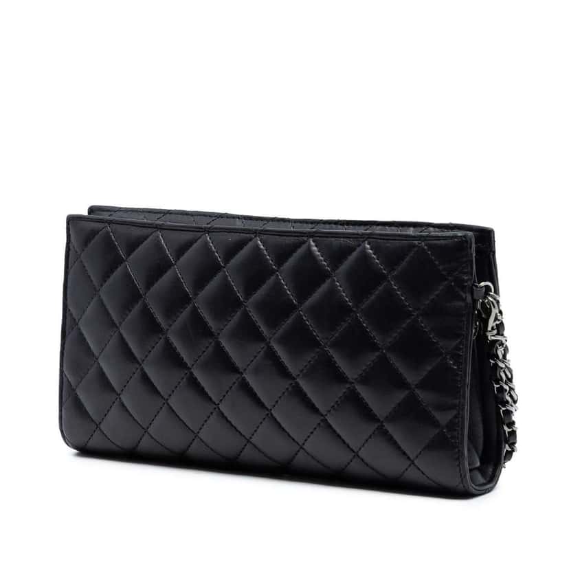 Chanel Metallic and Quilted Lambskin Mineral Nights Pochette Wristlet Black Leather Very good condition - Back View