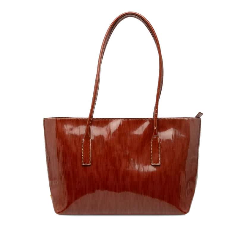 Prada Textured Patent St Grana Paglia Tote Brown Leather Very good condition - Front View