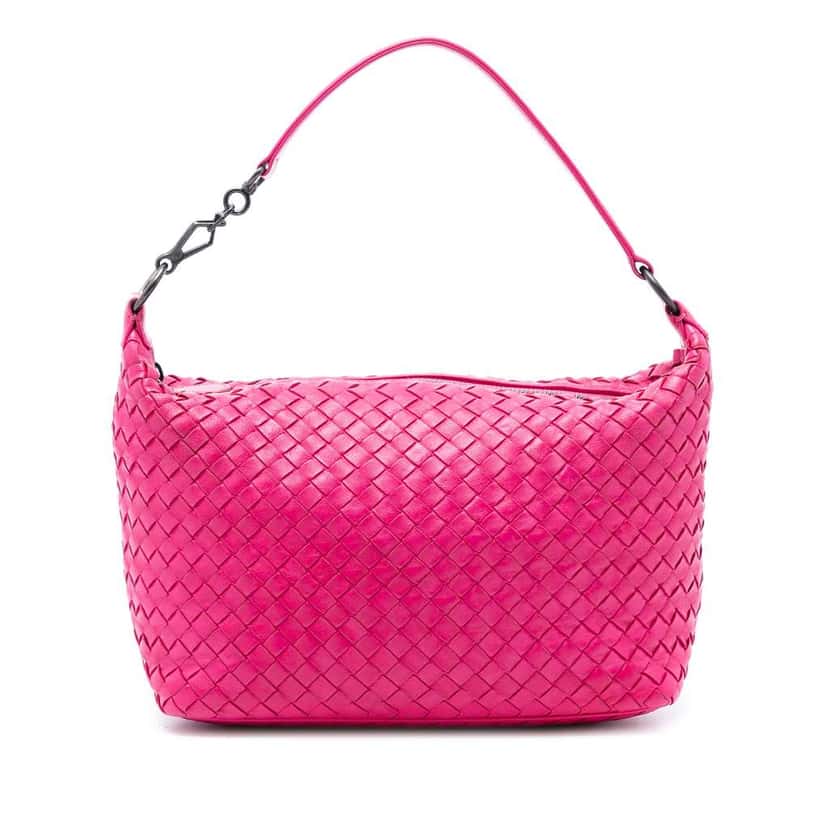 Bottega Veneta Small Nappa Intrecciato Shoulder Bag Pink Leather Very good condition - Front View