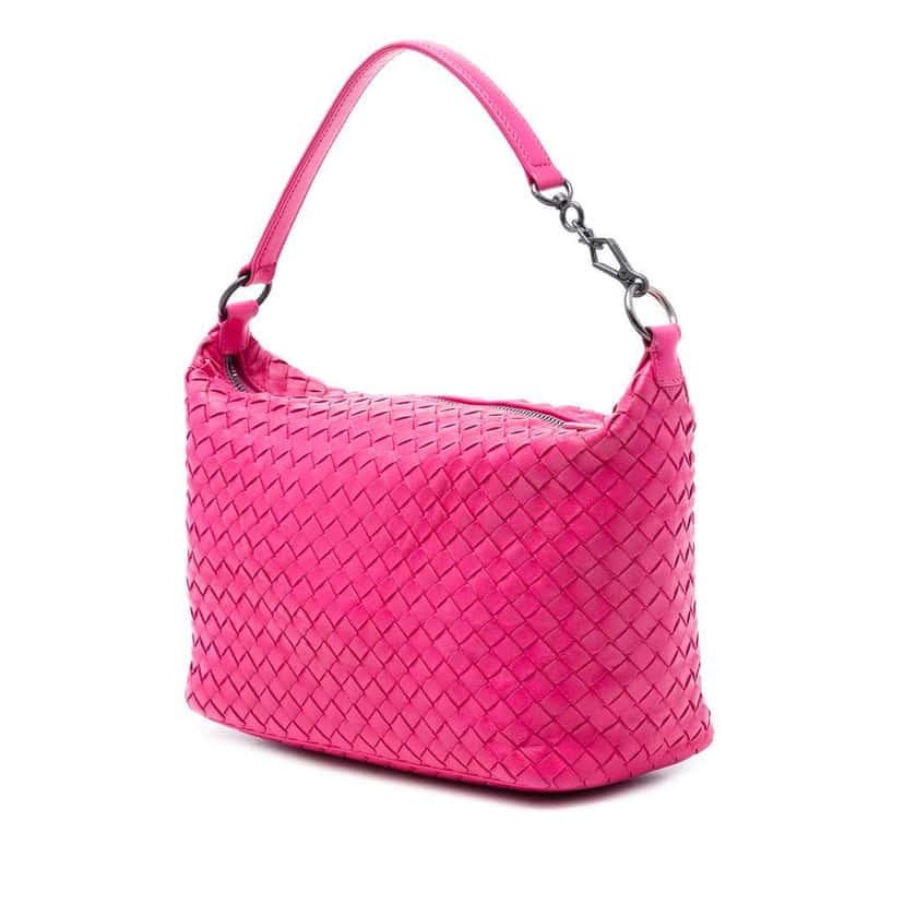 Bottega Veneta Small Nappa Intrecciato Shoulder Bag Pink Leather Very good condition - Back View