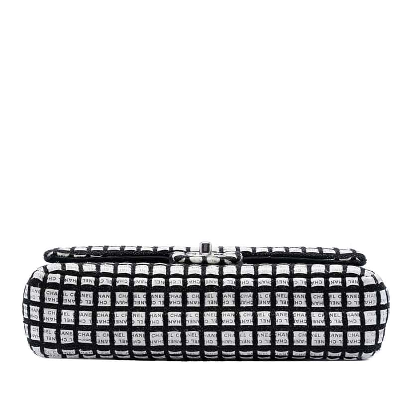 Chanel Medium Classic Ribbon and Tweed Logo Double Flap Black Canvas Very good condition - Inside View