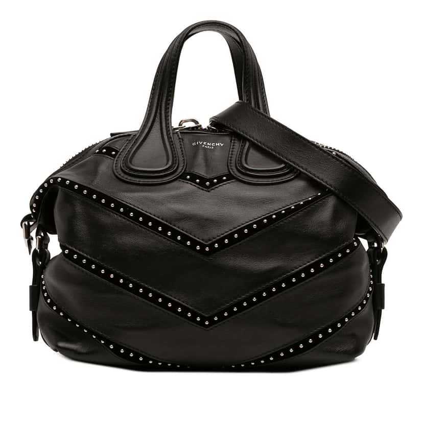 Givenchy Small Studded Calfskin Nightingale Satchel Black Leather Very good condition - Front View