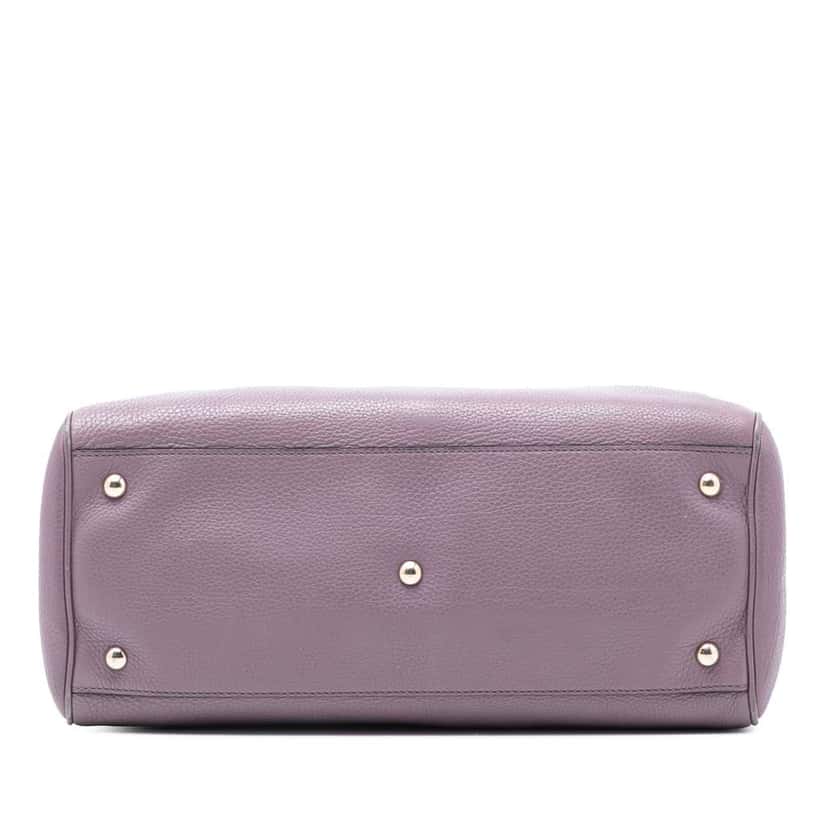 Gucci Medium Calfskin Bamboo Shopper Satchel Purple Leather Very good condition - Inside View