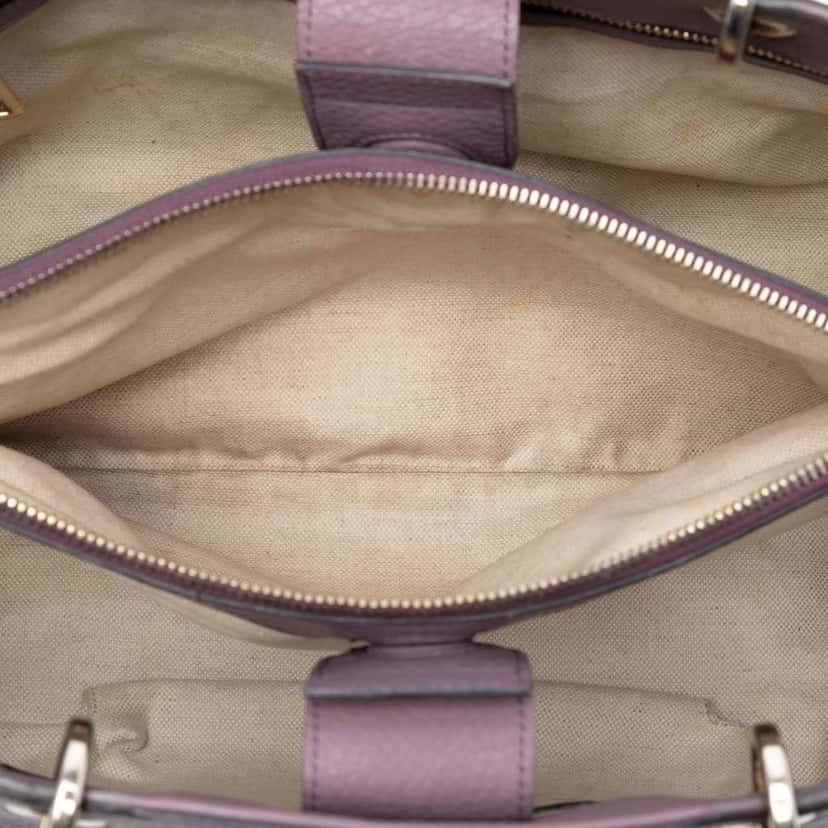 Gucci Medium Calfskin Bamboo Shopper Satchel Purple Leather Very good condition - Model View