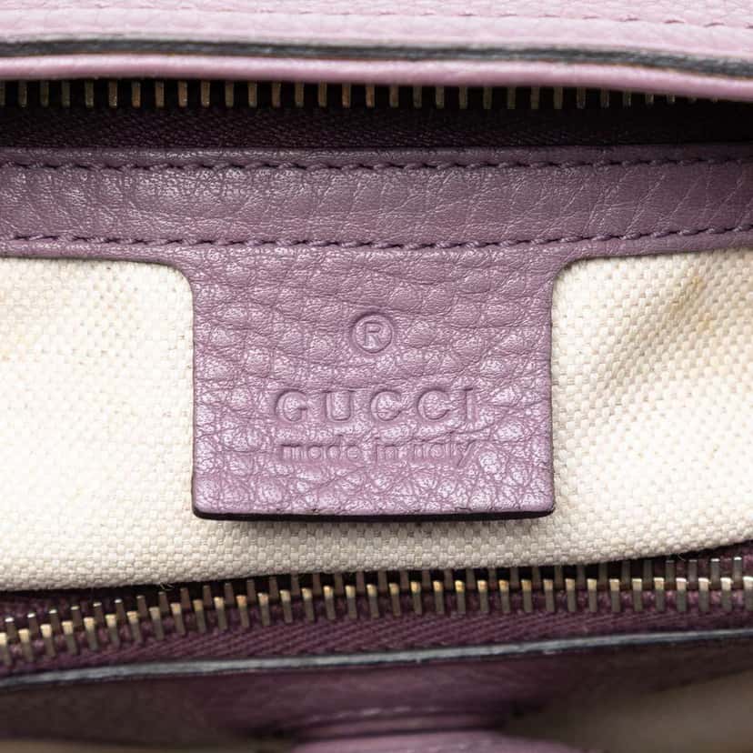 Gucci Medium Calfskin Bamboo Shopper Satchel Purple Leather Very good condition - Box View