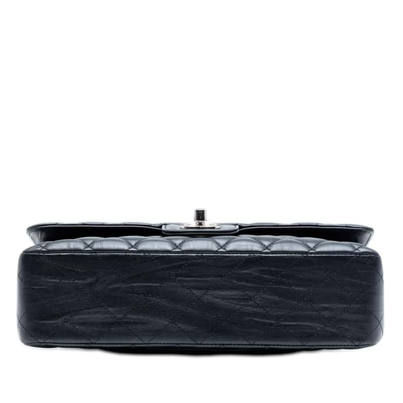 Chanel Medium Classic Lambskin Double Flap Blue Leather Very good condition - Inside View