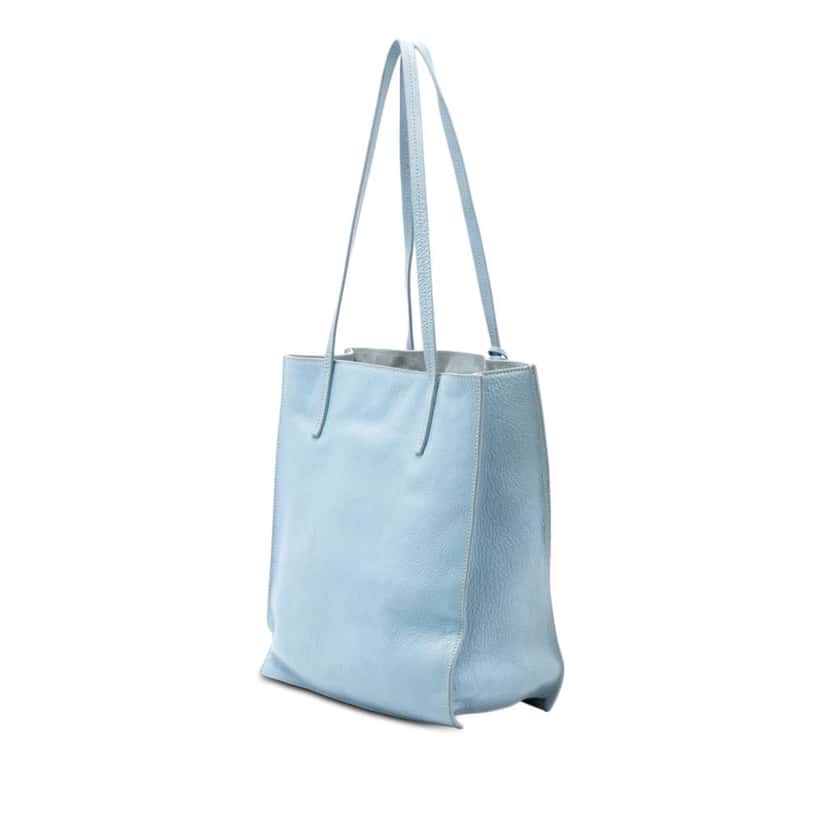 Miu Miu Goatskin Madras Tote Blue Leather Very good condition - Back View