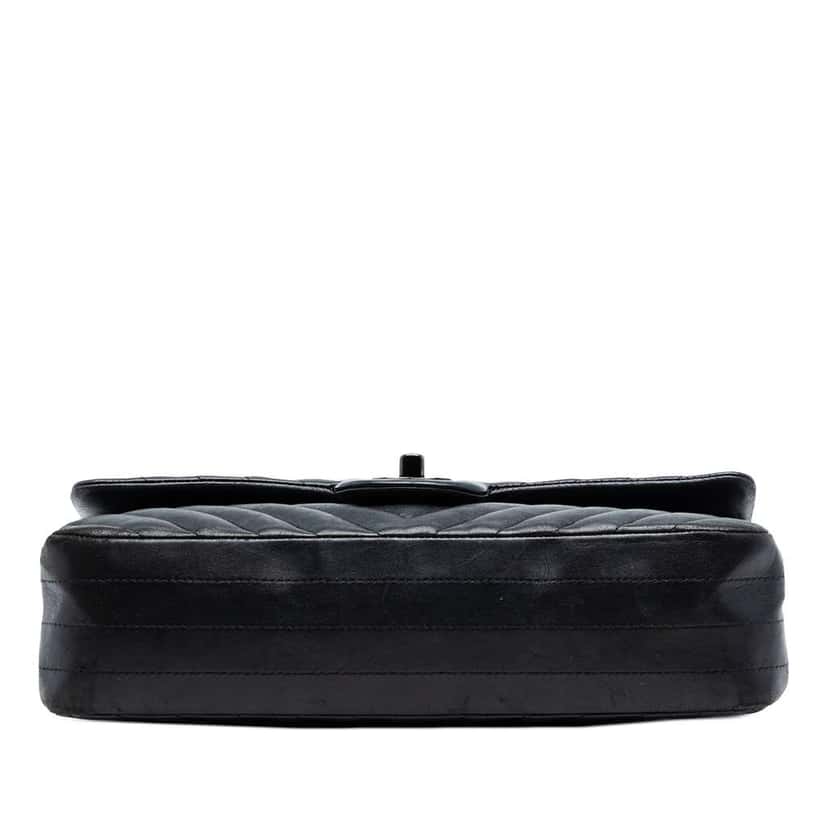 Chanel Medium Classic Chevron Lambskin So Black Double Flap Black Leather Very good condition - Inside View