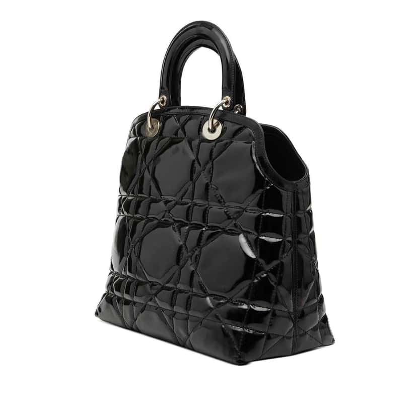 Dior Medium Patent Cannage Polochon Granville Satchel Black Leather Good condition - Back View