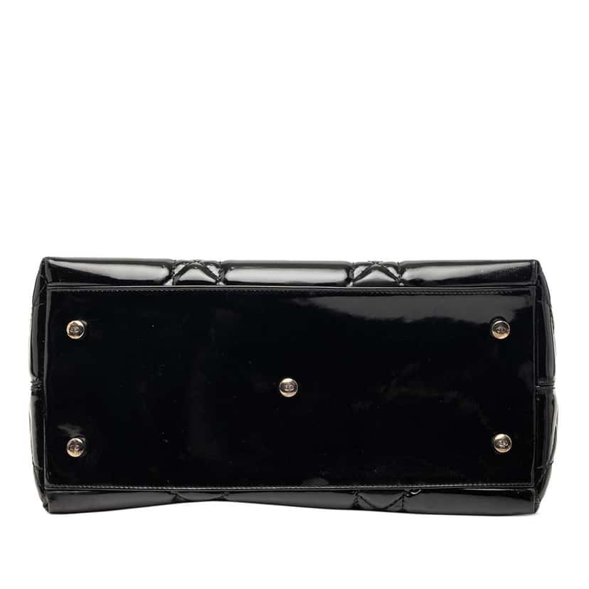 Dior Medium Patent Cannage Polochon Granville Satchel Black Leather Good condition - Inside View