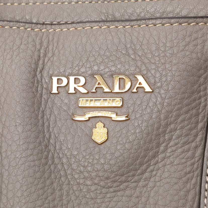 Prada Vitello Daino Open Convertible Tote Grey Leather Very good condition - Box View