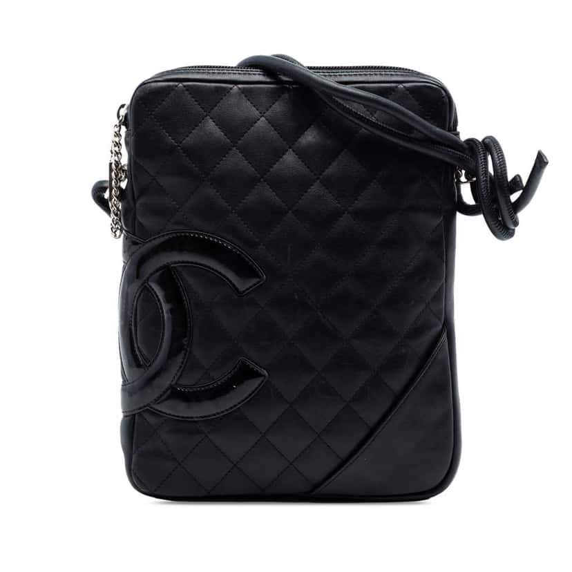 Chanel Quilted Lambskin Cambon Ligne Crossbody Black Leather Very good condition - Front View