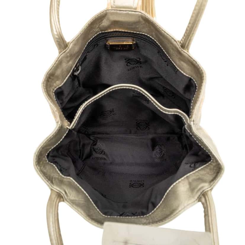 Loewe Metallic Leather Fringe Tassel Handbag Gold Leather Very good condition - Model View