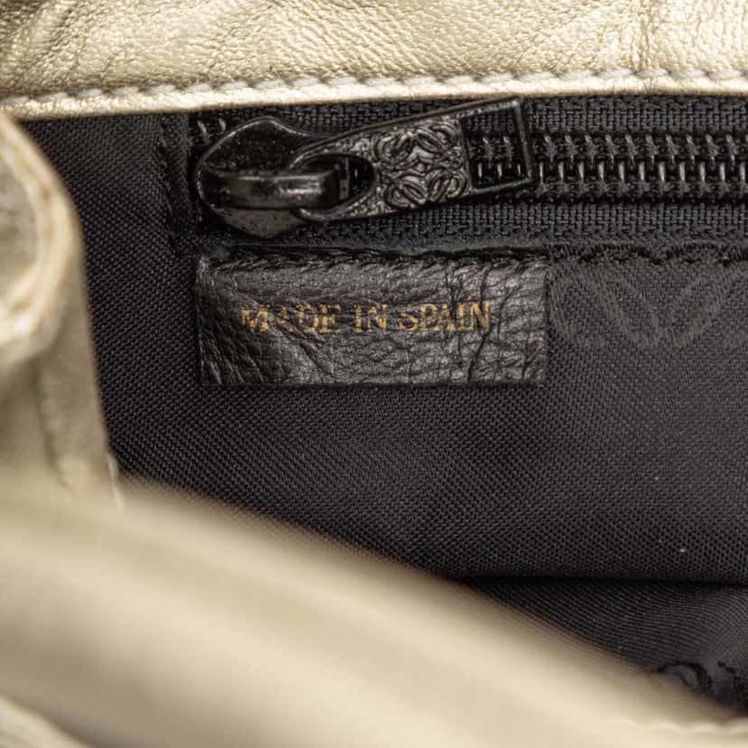 Loewe Metallic Leather Fringe Tassel Handbag Gold Leather Very good condition - Box View