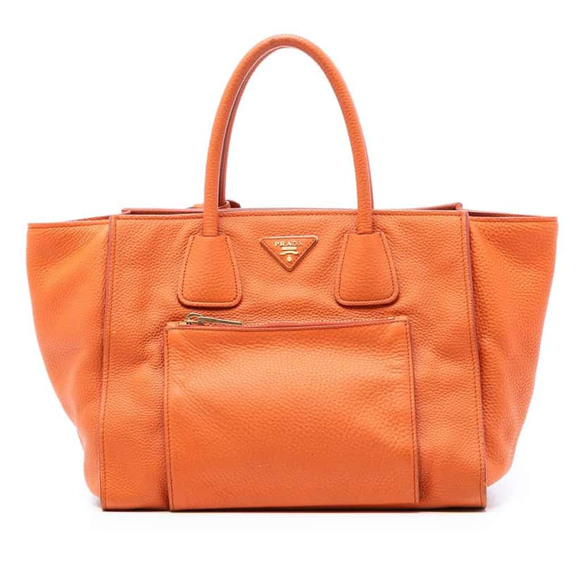 Prada Vitello Phenix Shopping Tote Orange Leather Very good condition - Front View