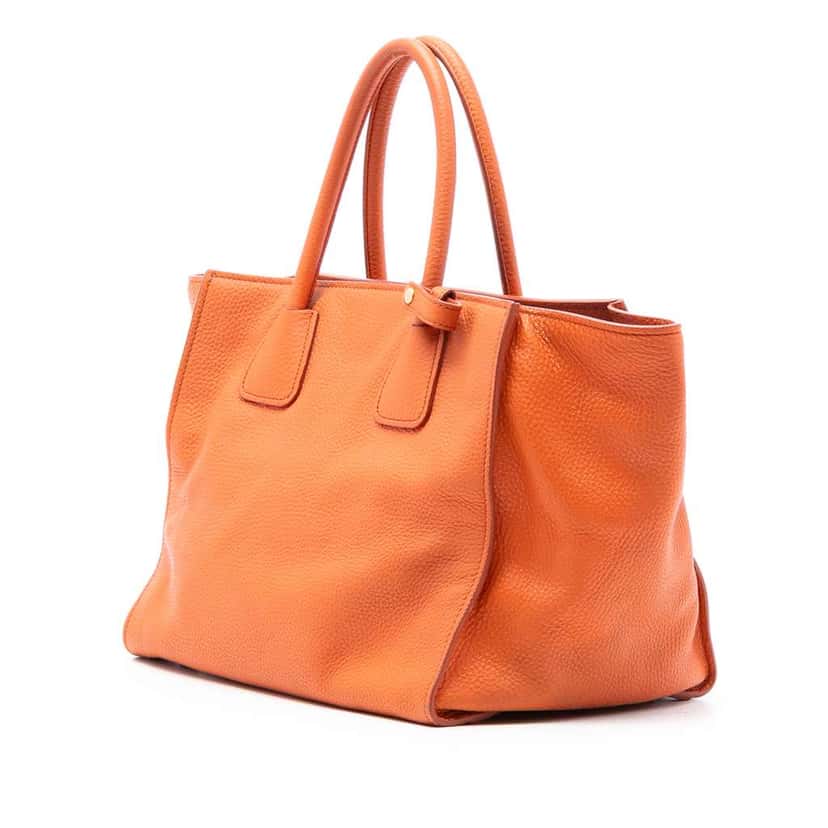Prada Vitello Phenix Shopping Tote Orange Leather Very good condition - Back View