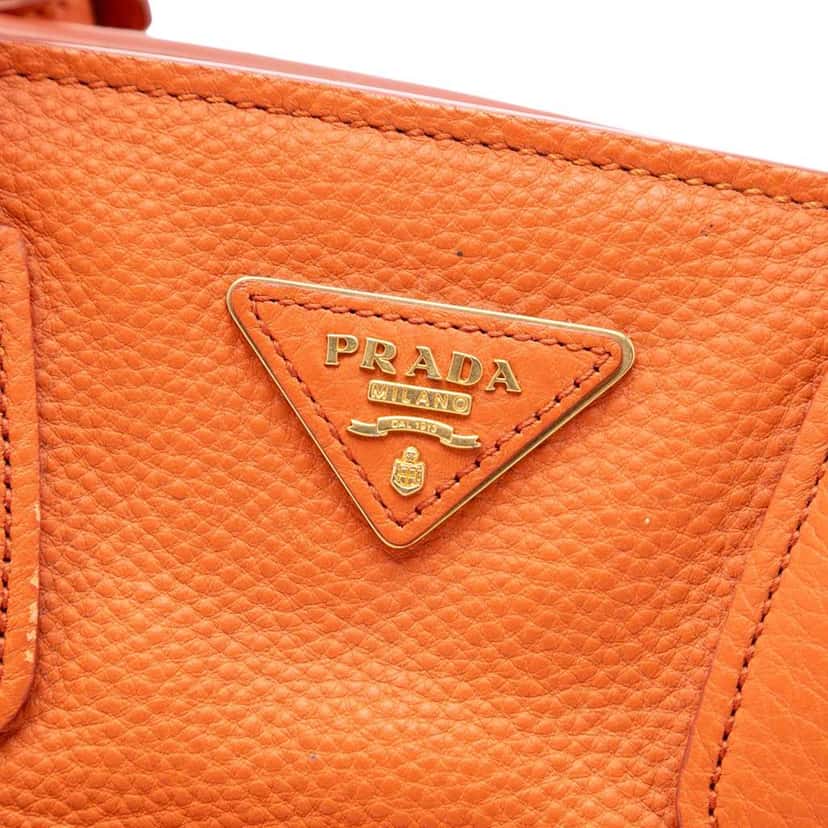 Prada Vitello Phenix Shopping Tote Orange Leather Very good condition - Box View