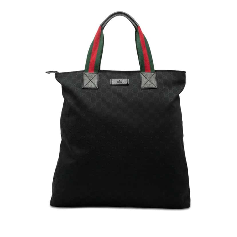 Gucci GG Canvas Web Vertical Tote Black Canvas Very good condition - Front View