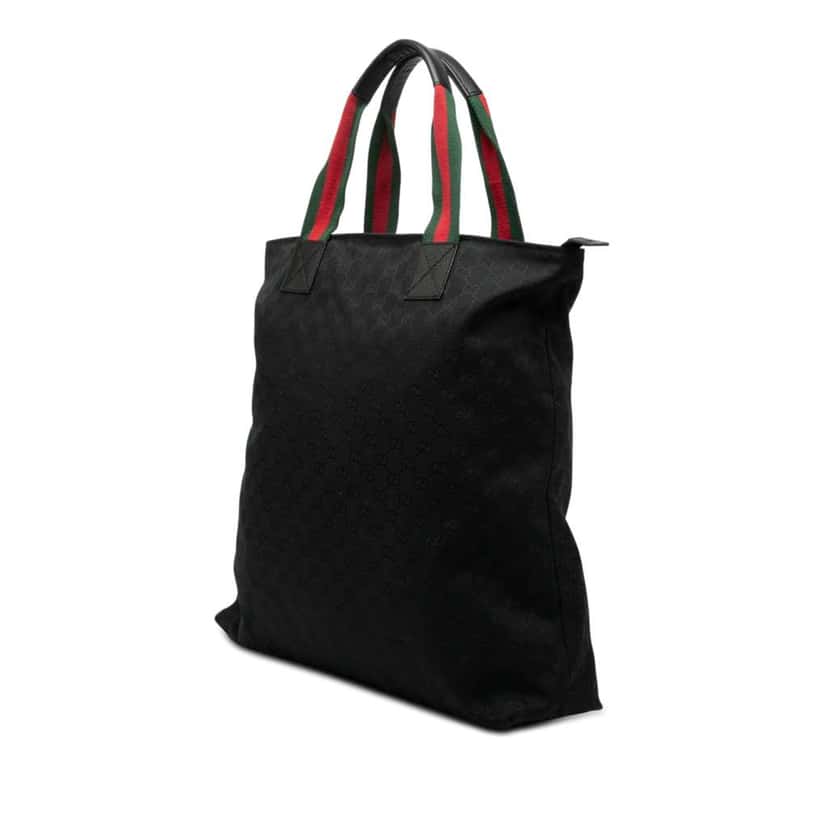 Gucci GG Canvas Web Vertical Tote Black Canvas Very good condition - Back View
