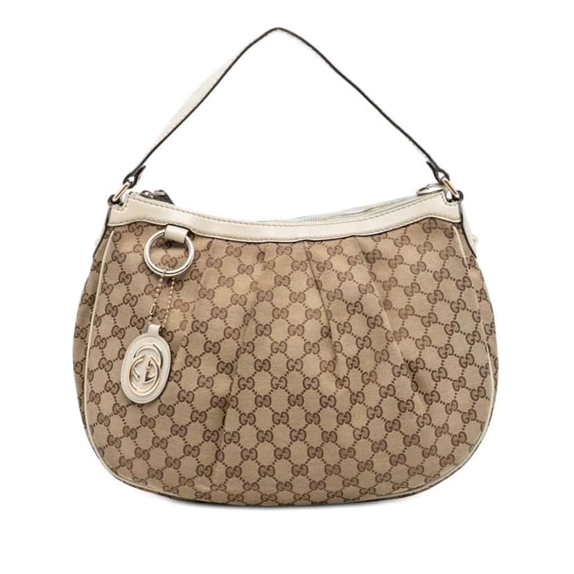 Gucci GG Canvas Sukey Shoulder Bag Beige Canvas Very good condition - Front View