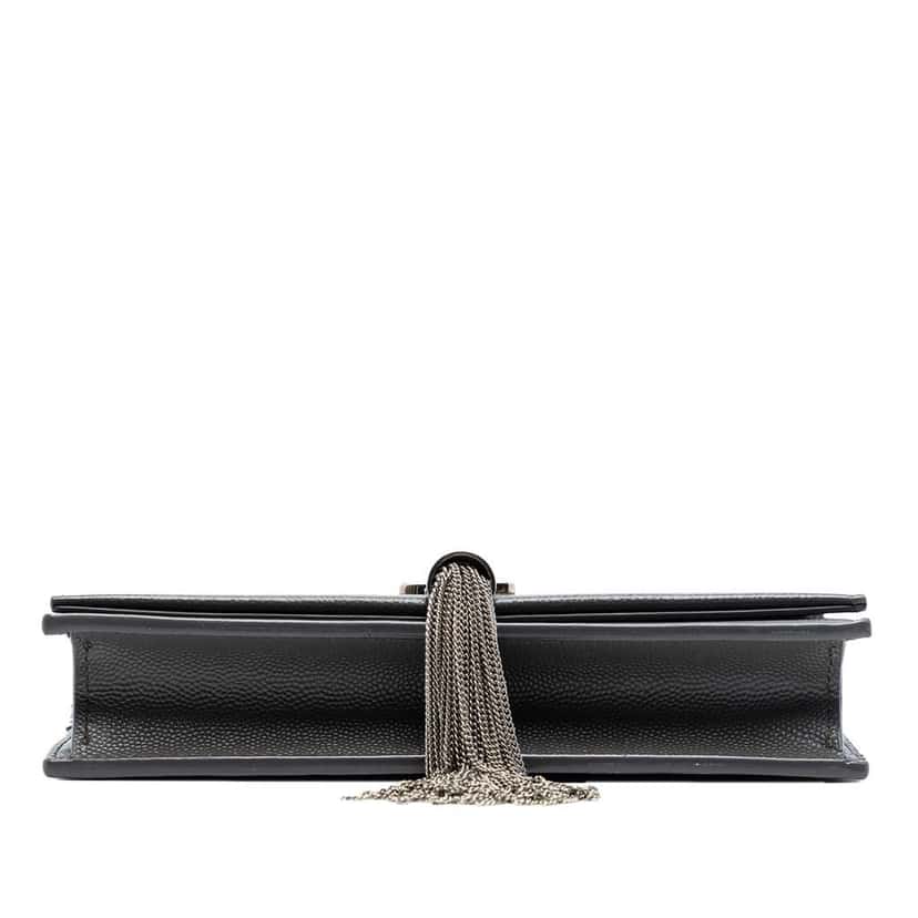 Saint Laurent Grain de Poudre Monogram Kate Tassel Wallet on Chain Grey Leather Very good condition - Inside View