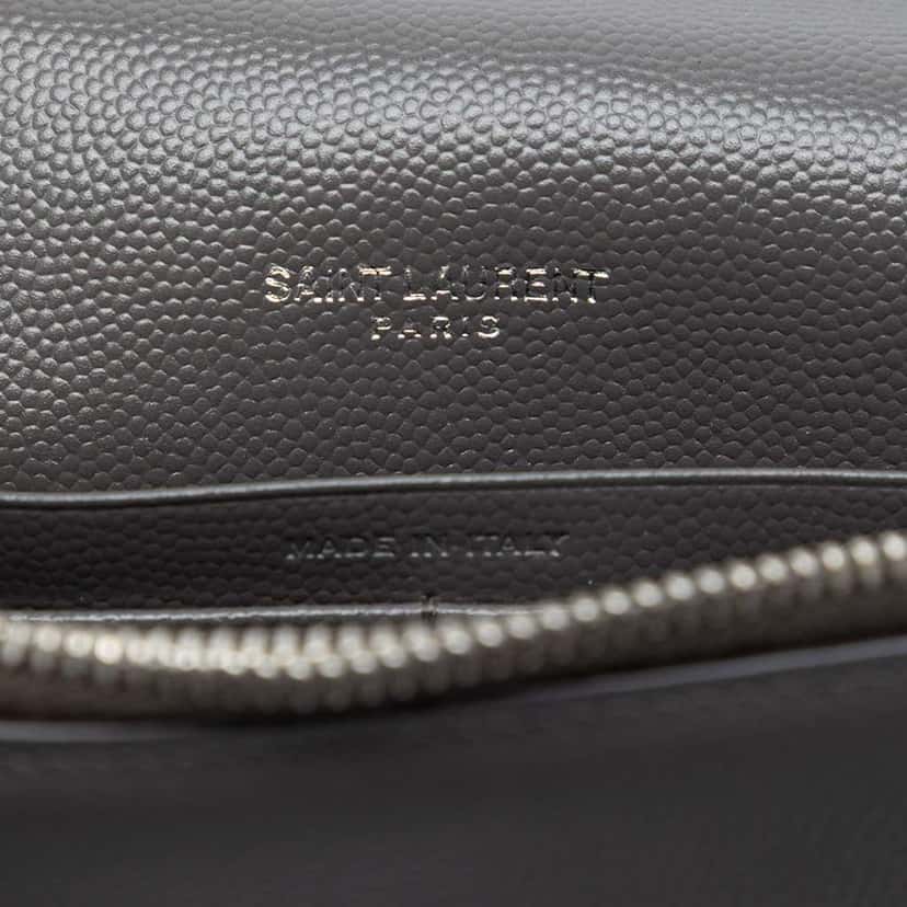 Saint Laurent Grain de Poudre Monogram Kate Tassel Wallet on Chain Grey Leather Very good condition - Box View