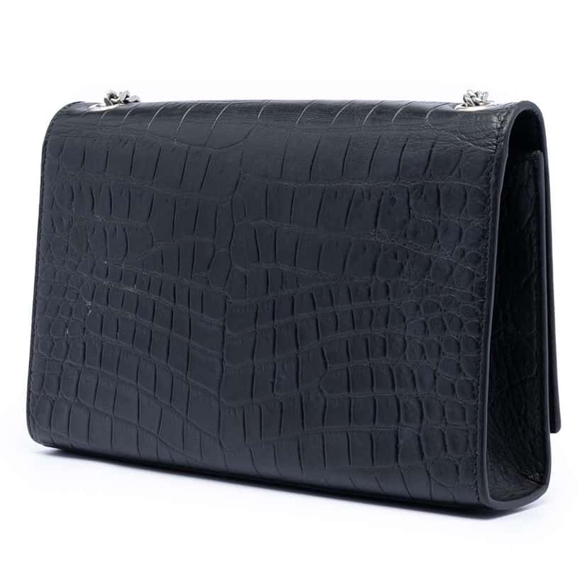 Saint Laurent Medium Croc Embossed Leather Kate Tassel Crossbody Black Leather Very good condition - Back View