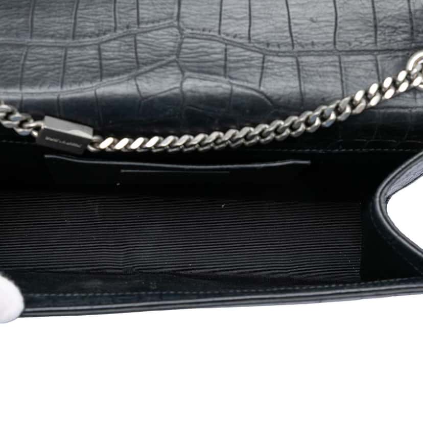Saint Laurent Medium Croc Embossed Leather Kate Tassel Crossbody Black Leather Very good condition - Model View