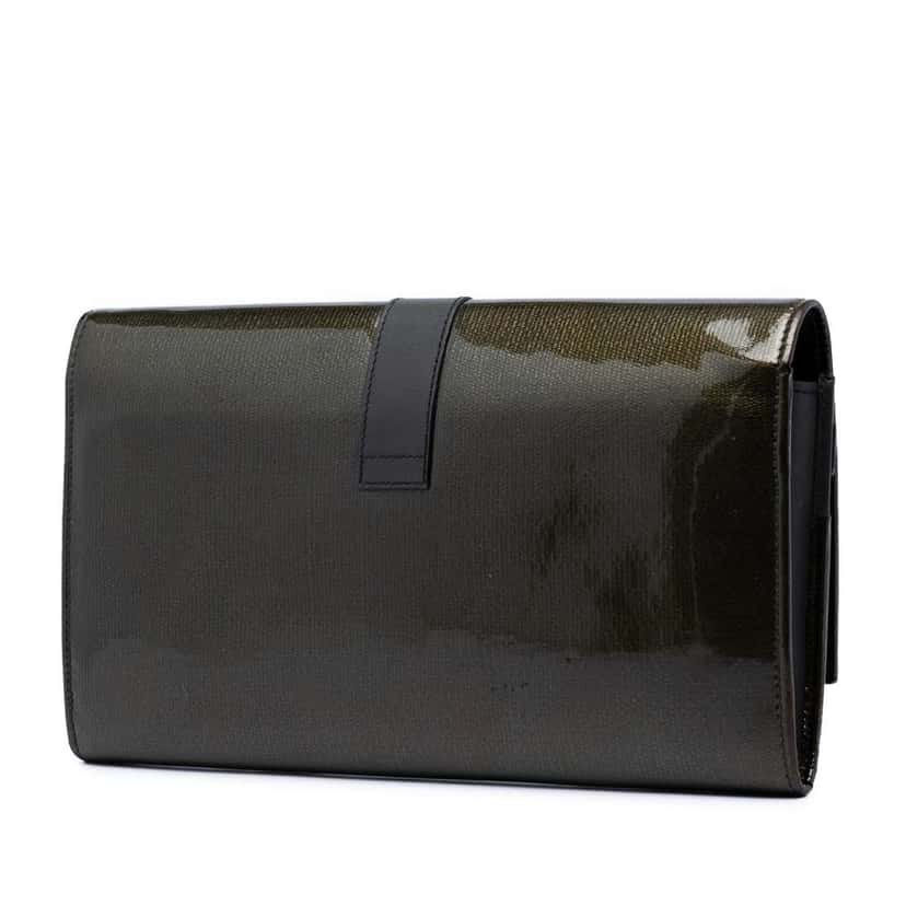 Saint Laurent Patent Chyc Ligne Travel Wallet Green Leather Very good condition - Back View