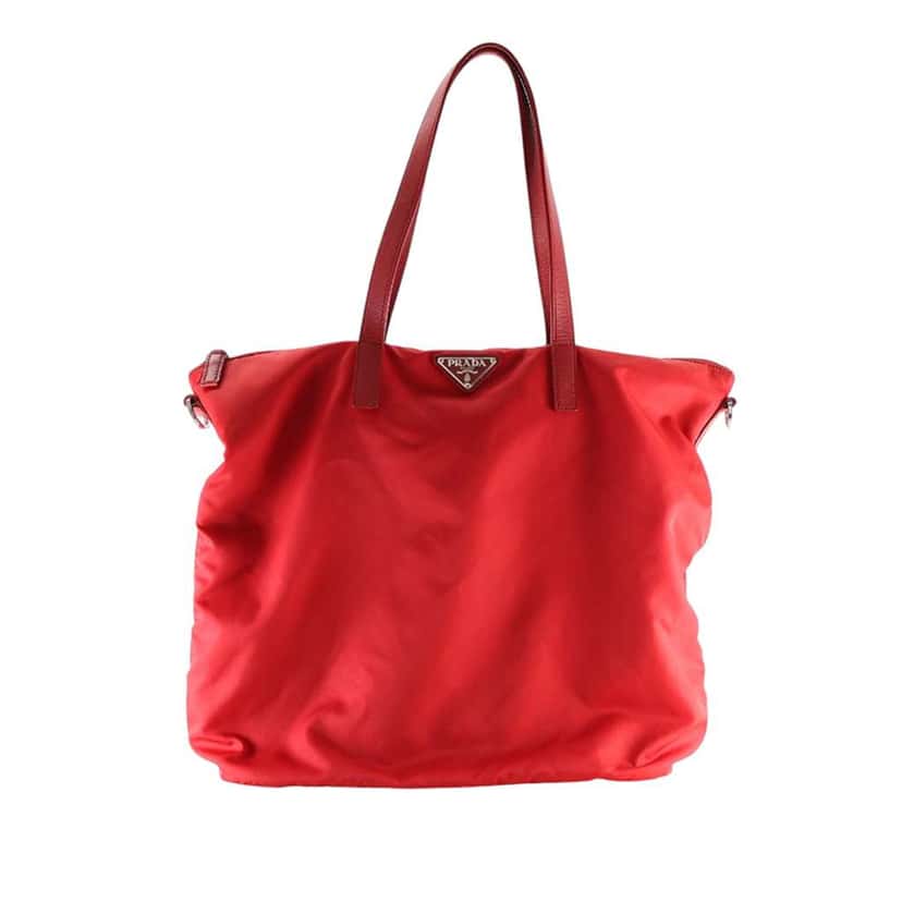 Prada Tessuto Zip Top Convertible Tote Red Very good condition - Front View