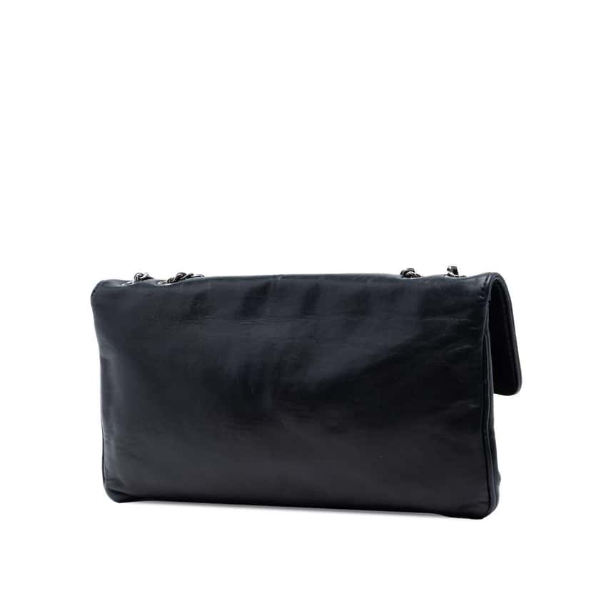 Chanel Quilted Lambskin Giant Mademoiselle Turnlock Shoulder Bag Black Leather Very good condition - Back View