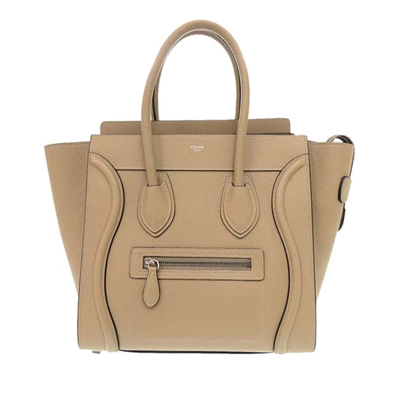 Celine Micro Leather Luggage Tote Beige Leather Very good condition - Front View