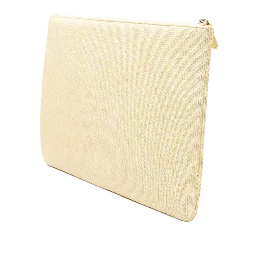 Chanel Large Raffia Deauville O Case Clutch Yellow Very good condition - Back View