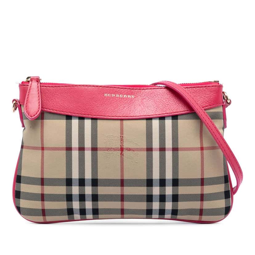 Burberry Haymarket Check Nylon Peyton Crossbody Beige Very good condition - Front View