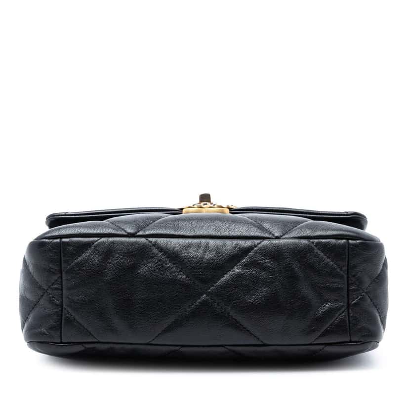 Chanel Medium Lambskin 19 Flap Black Leather Very good condition - Inside View