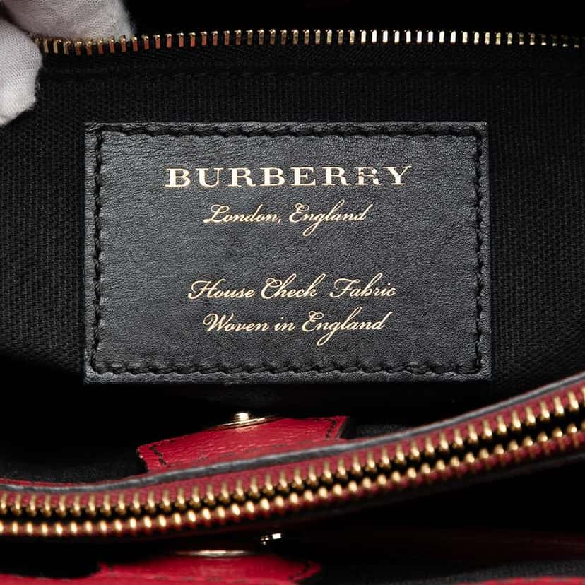 Burberry Medium Leather and House Check Banner Satchel Red Leather Very good condition - Box View