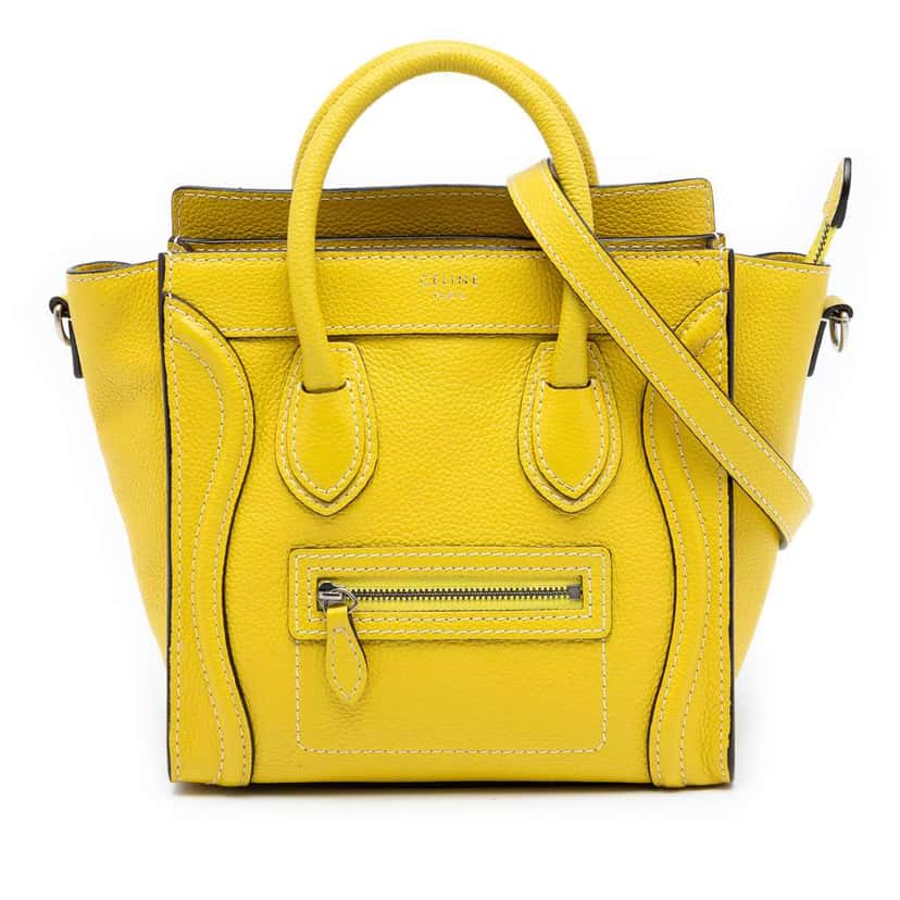 Celine Nano Grained Calfskin Luggage Tote Yellow Leather Very good condition - Front View