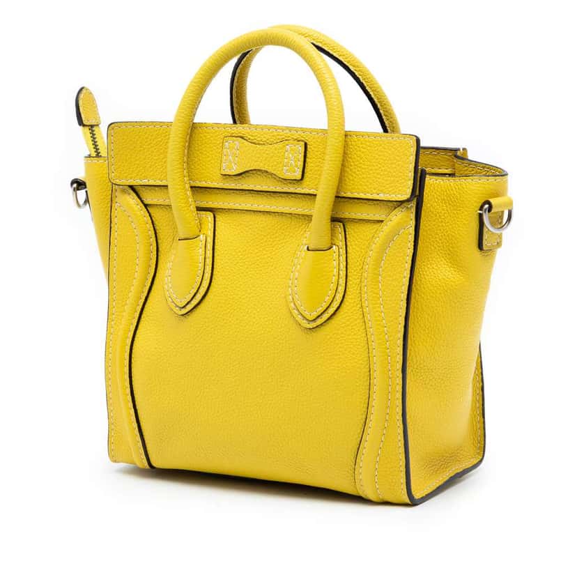 Celine Nano Grained Calfskin Luggage Tote Yellow Leather Very good condition - Back View