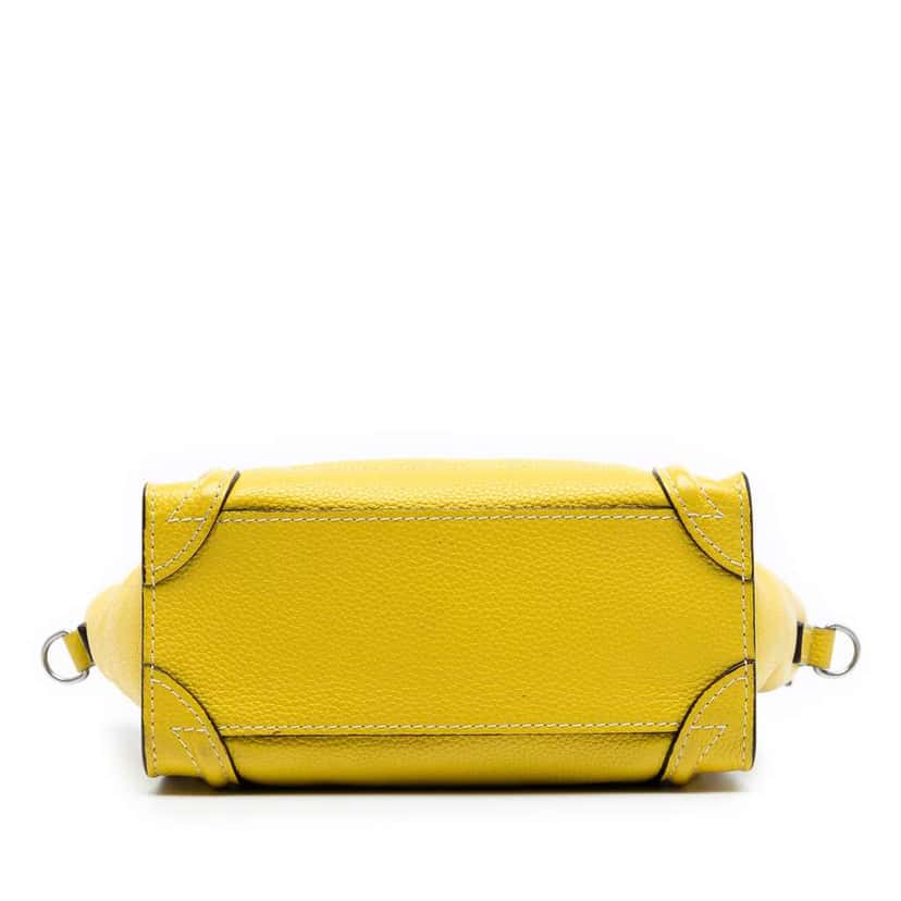 Celine Nano Grained Calfskin Luggage Tote Yellow Leather Very good condition - Inside View