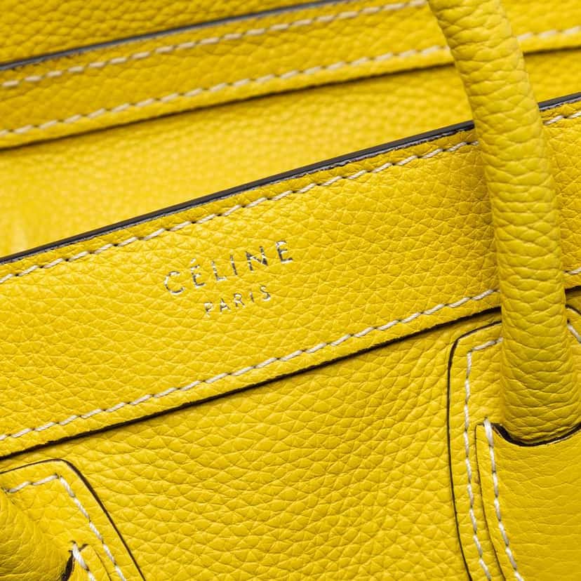 Celine Nano Grained Calfskin Luggage Tote Yellow Leather Very good condition - Box View