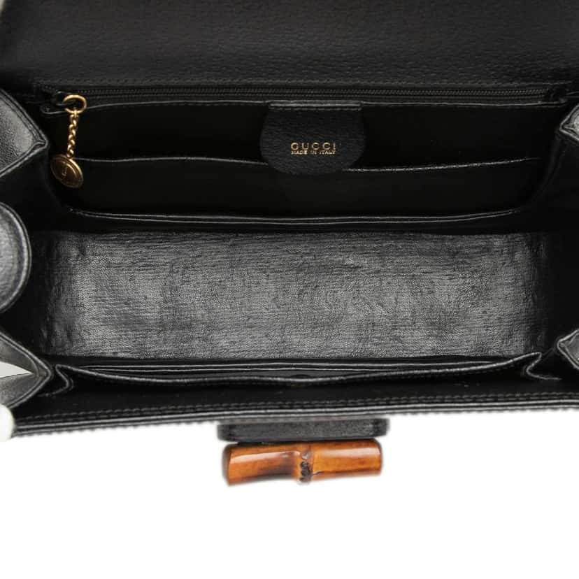 Gucci Calfskin Bamboo Night Black Leather Very good condition - Model View