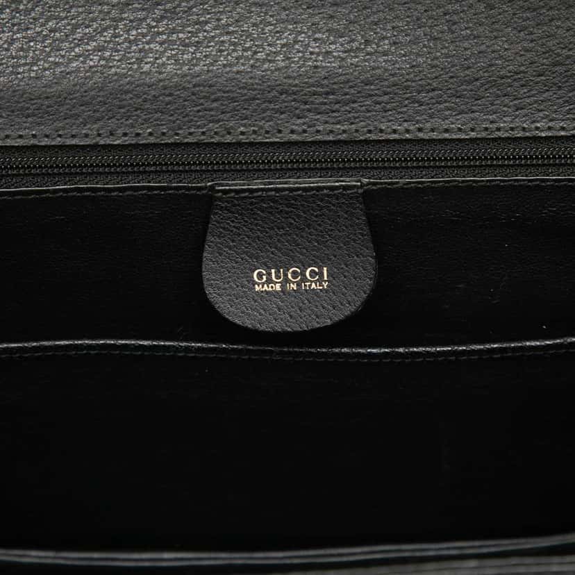 Gucci Calfskin Bamboo Night Black Leather Very good condition - Box View
