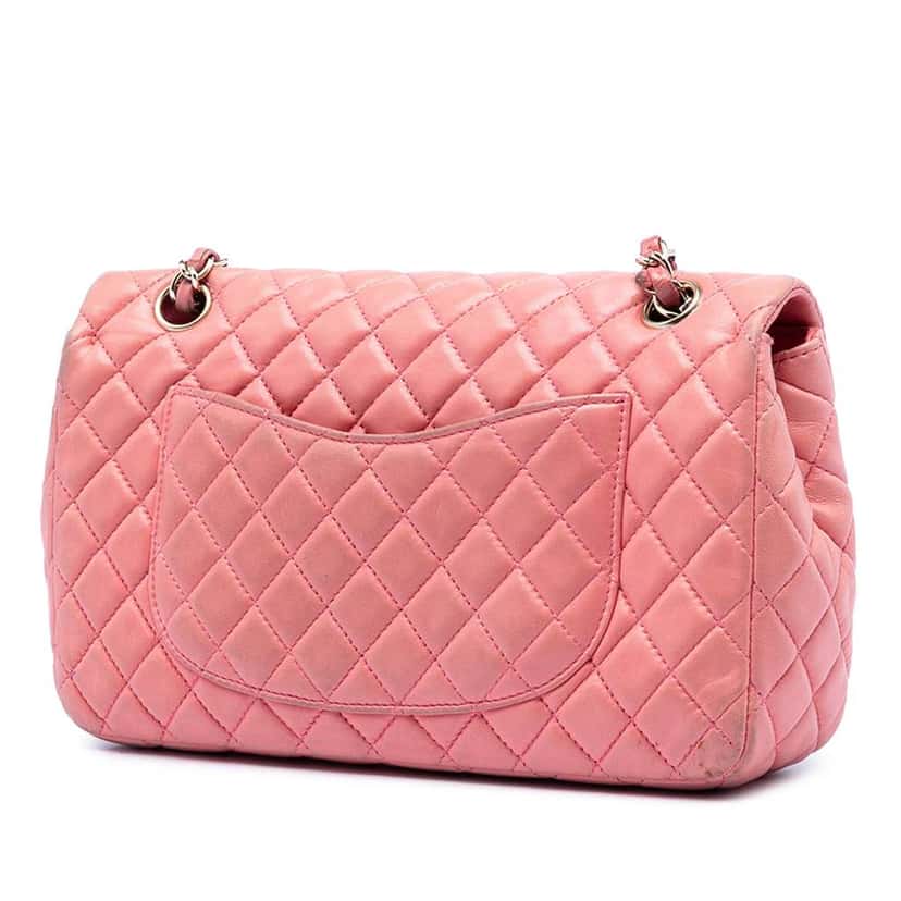 Chanel Medium Classic Lambskin Valentines Heart Charms Single Flap Pink Leather Very good condition - Inside View