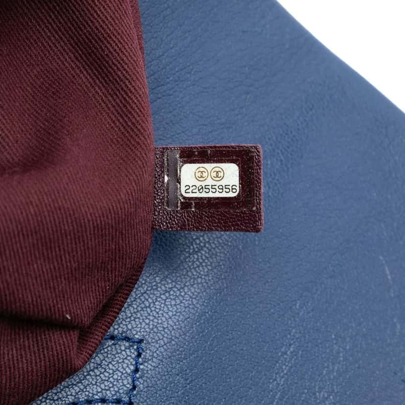 Chanel Large Quilted Goatskin Double Carry Waist Chain Flap Blue Leather Very good condition - Box View