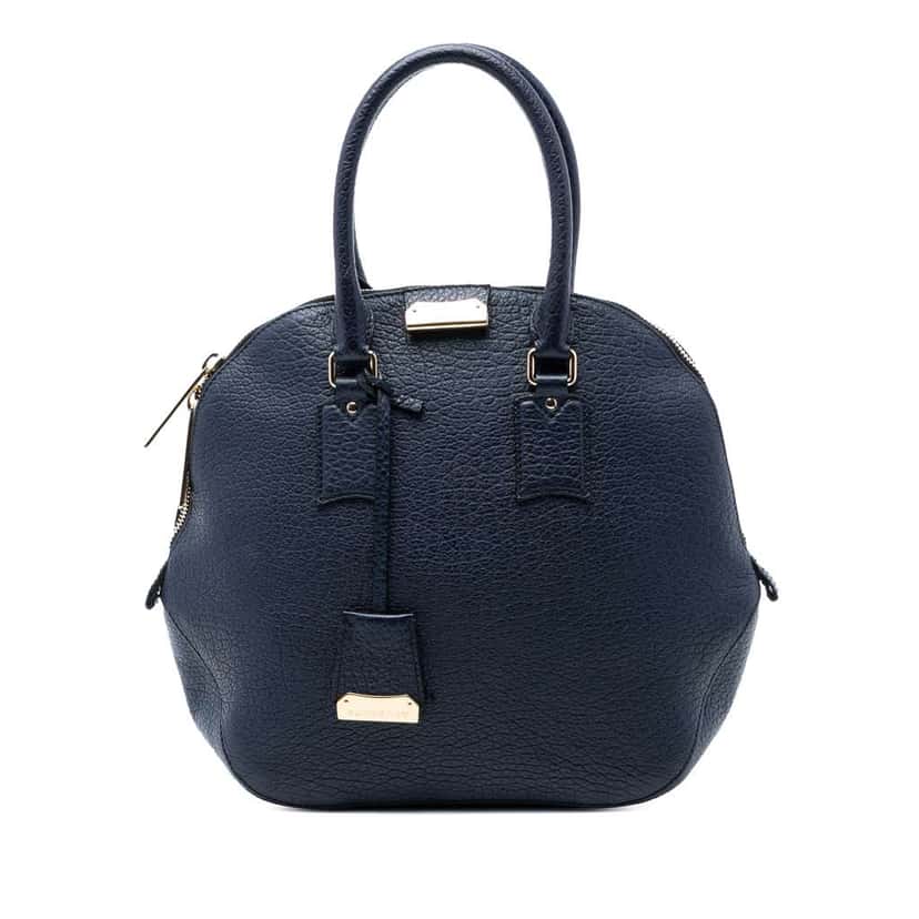 Burberry Large Grained Calfskin Heritage Orchard Bowling Bag Blue Leather Very good condition - Front View