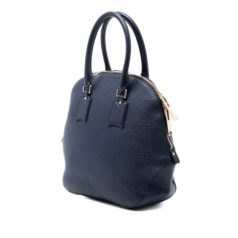 Burberry Large Grained Calfskin Heritage Orchard Bowling Bag Blue Leather Very good condition - Back View