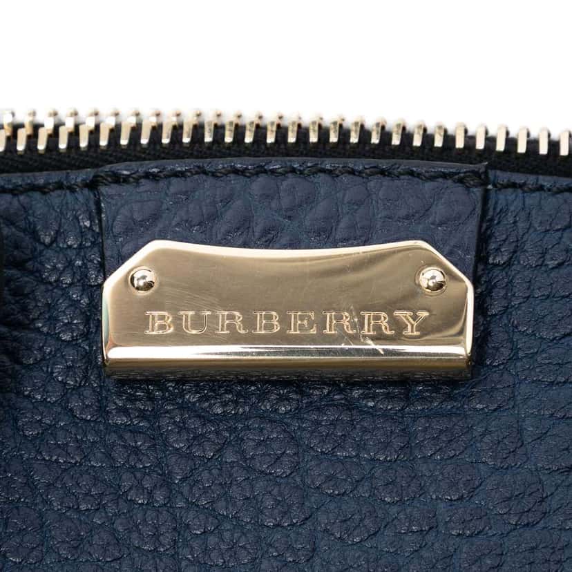 Burberry Large Grained Calfskin Heritage Orchard Bowling Bag Blue Leather Very good condition - Box View