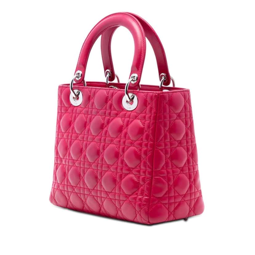 Dior Medium Lambskin Cannage Lady Dior Red Leather Very good condition - Back View